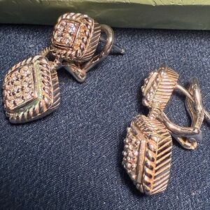 Judith Ripka Platinum-Clad 925 Sterling Silver CZ Square Pave Dangle Earrings